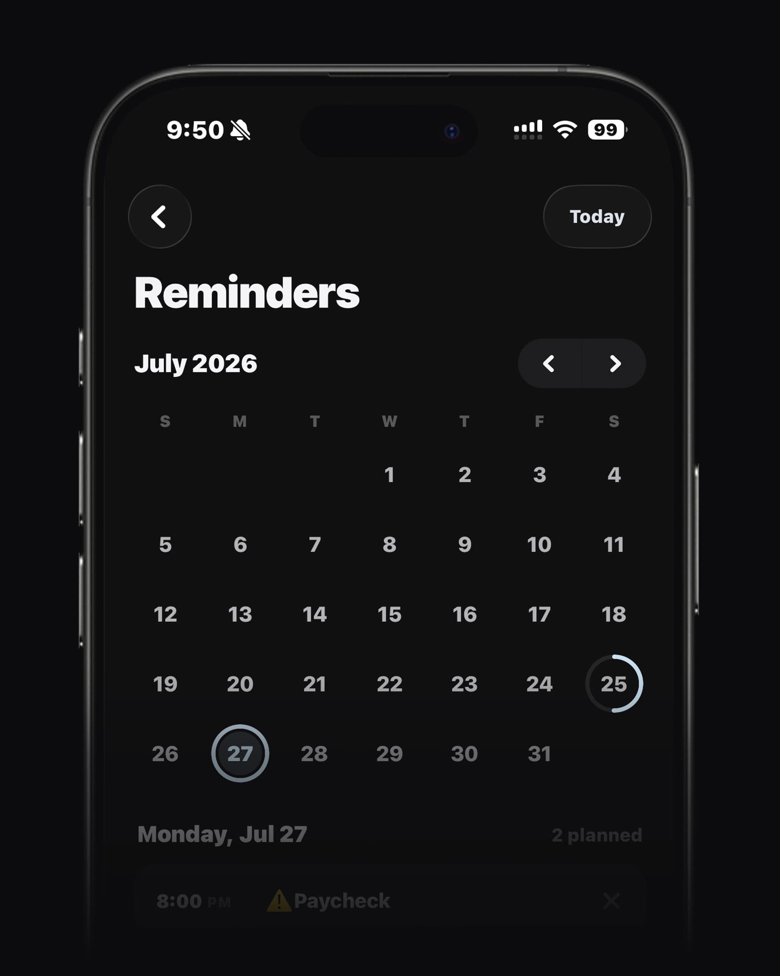 Scheduled reminders for trigger moments on an iPhone
