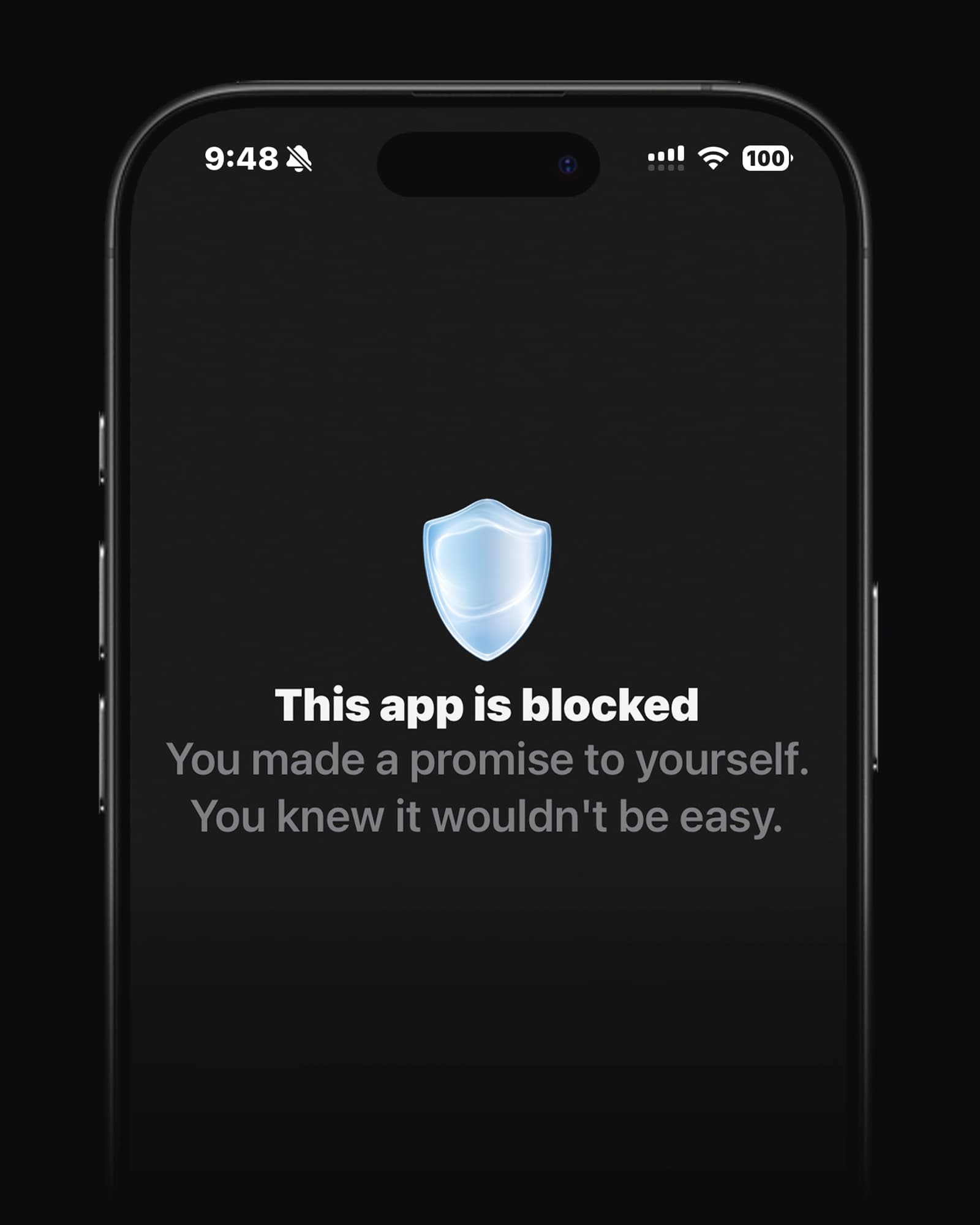 The Ungamble shield blocking a betting app on an iPhone